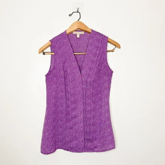 Banana Republic Womens Colorful Purple Print‎ Sleeveless Business Casual 0 - Picture 2 of 7